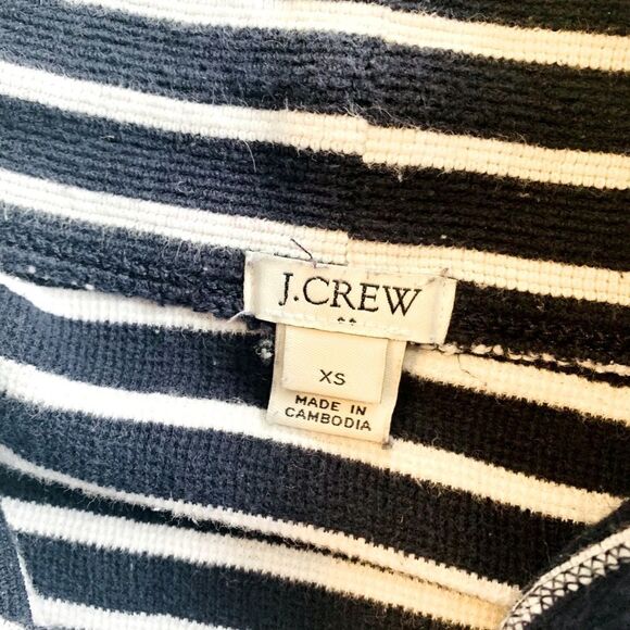 J CREW striped top pockets long sleeves drawstring collar women’s sz XS - Picture 3 of 7